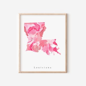 Louisiana Hot Pink Print, Louisiana Watercolor Print, Louisiana State Print, Louisiana Dorm Art, Louisiana Dorm Print, Louisiana Pink Art