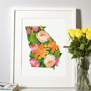 Georgia State Floral Wandkunst Georgia Pfingstrose Kunstdruck Georgia State Kunst Wohnheim Dekor Georgia Wohnzimmer Wandkunst Kinderzimmer Print Georgia Geschenk