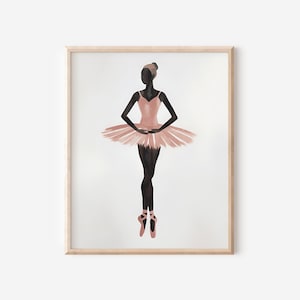 Black Ballerina Wall Art, Black Ballerina Print, Black Ballet Wall Art, Ballerina Art Print, Ballet Print, African American Girls Wall Art