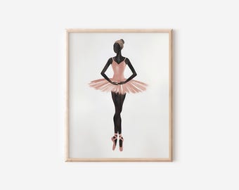 Black Ballerina Wall Art, Black Ballerina Print, Black Ballet Wall Art, Ballerina Art Print, Ballet Print, African American Girls Wall Art