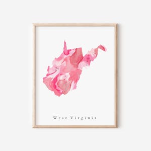 West Virginia Hot Pink Print, West Virginia Pink Print, West Virginia Pink Art, West Virginia Print, West Virginia Dorm Print, West Virginia