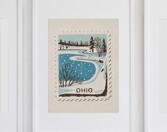 Ohio Stamp Wandkunst, Ohio State Art, Ohio State Druck, Ohio Print, Ohio Wohnzimmer Kunst, Ohio Digitaldruck, Ohio Stil, Ohio Wanddruck