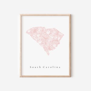 South Carolina Pink Floral Print, Pink South Carolina Art, Pink South Carolina Print, Floral South Carolina Print, South Carolina Nursery