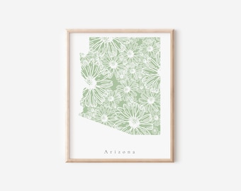 Bloemenprint Arizona Salie, Arizona Print, Arizona State Art, Arizona State Print, Arizona Art Print, Arizona Dorm, Arizona kinderkamerkunst