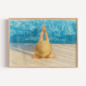 Watercolor Printable Wall Art Illustration Home Decor Living Room Instant Download Watercolor Print Beach Art Poolside Ocean Decor Living
