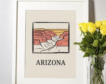 Arizona Grand Canyon Wall Art Print Arizona State Home Decor Living Room Grand Canyon Print Instant Download Digital Arizona Dorm Art