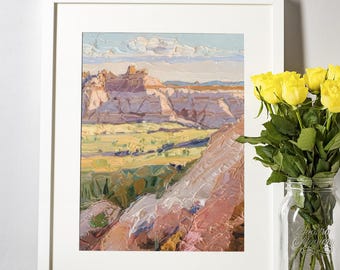 Badlands National Park Poster Print Oil Painting Instant Download Digital South Dakota State Wall Art Print South Dakota Decor Badlands Park