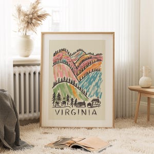 Virginia Mountain Wall Art, Virginia Art Print, Virginia State Print, Virginia Mountain Art, Virginia Mountain State Print, Virginia Decor