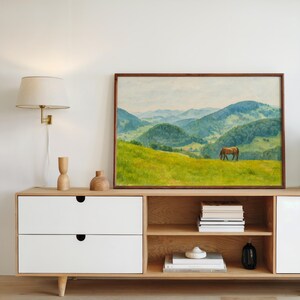 Horse Landscape Wall Art Print Instant Download Printable Landscape Living Room Art Decor Horizontal Wall Art Printable Horse Decor Field