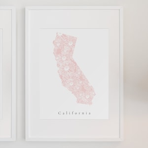 Estampado floral rosa de California, Estampado floral rosa del estado, Estampado floral rosa, Estampado rosa del estado, Estampado del estado de California, Estampado de California, Estado