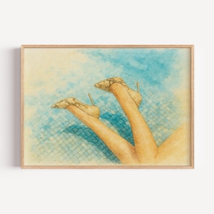 Chic Poolside Watercolor Wall Art Print Instant Download Home Decor Living Room Wall Art Airbnb Coastal Print Printable Watercolor Pool Art