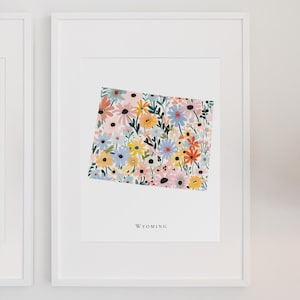 Wyoming State Floral Print Wall Art Wyoming Home Decor Instant Download State Print Floral Wyoming Nursery Art Office Decor Wyoming Dorm Art