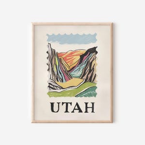 Utah Wall Art, Utah Mountain Wall Art, Utah Art Print, Utah Print, Utah State Print, Mountain Wall Art, Mountain Art Print, Mountain Pastel