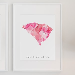 South Carolina Pink Print, South Carolina Pink Art, South Carolina Print, South Carolina Dorm Art, South Carolina Decor, South Carolina Art