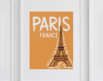 Paris France Bold Bright Colorful Wall Art Instant Download Print Living Room Decor Dorm Wall Art Paris France Art Print France Wall Art