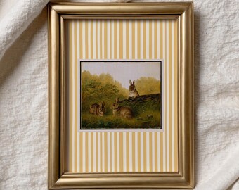 Vintage Bunny Wall Art Print Vintage Bunny Decor Spring Wall Art Instant Download Yellow Spring Summer Print Coquette Wall Art Vintage