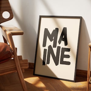 Maine State Print, Maine Kunstdruck, Maine Wandkunst, Maine Wohnheim Kunst, Maine Office Art, Maine Dekor, Maine Print, Maine State Geschenk