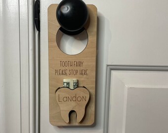 personalized tooth fairy door hanger | Money/Tooth Slot | Custom Tooth Fairy pouch | Kids tooth Fairy hanger | Lost tooth