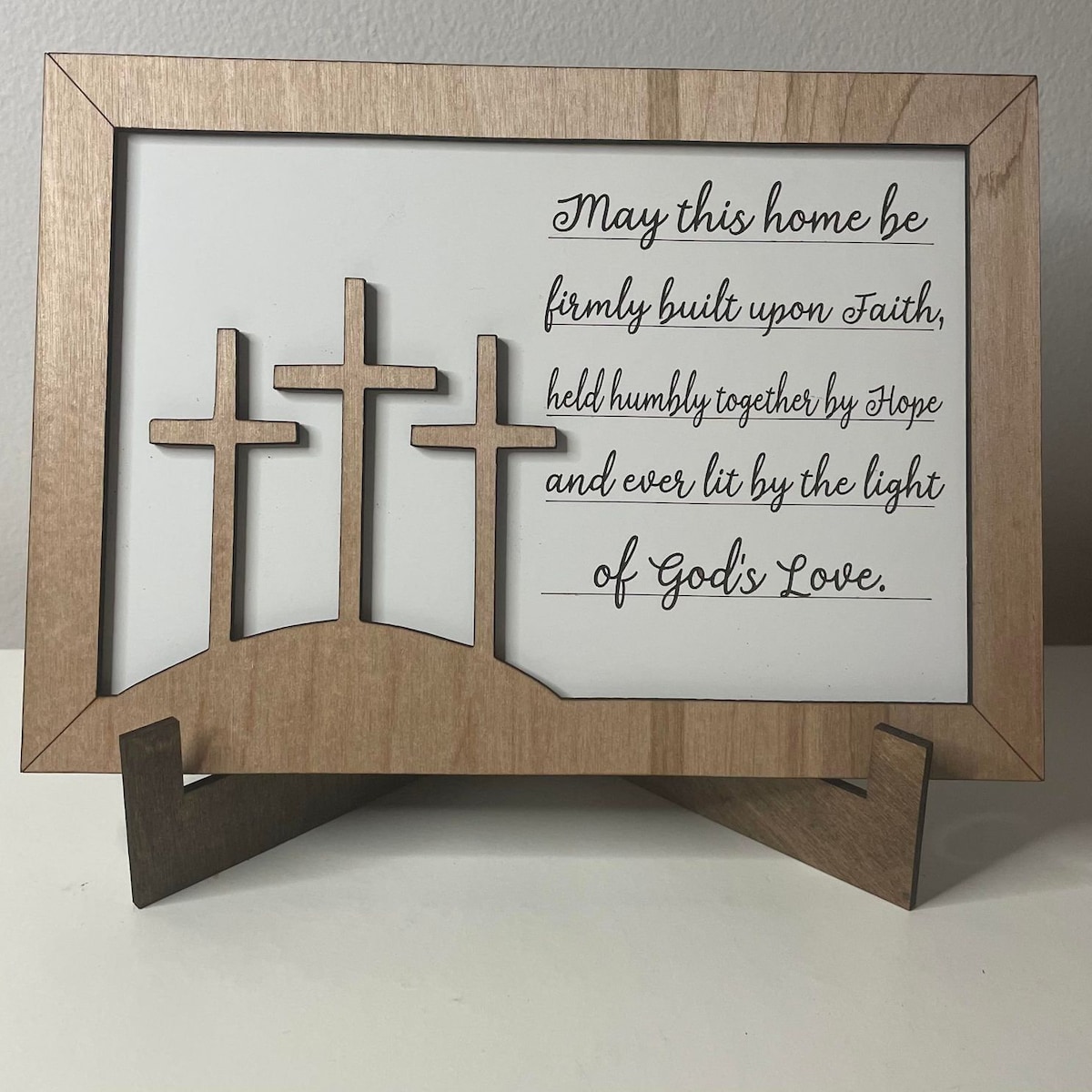 May this home be built on god's love, religious sign, family gift, new home gift, moving gift, personalized