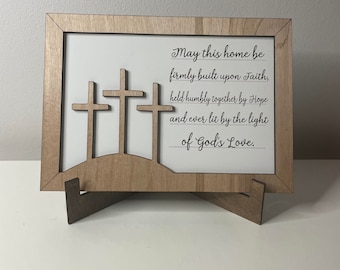 May this home be built on god's love, religious sign, family gift, new home gift, moving gift, personalized