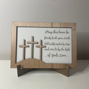May this home be built on god&#39;s love, religious sign, family gift, new home gift, moving gift, personalized