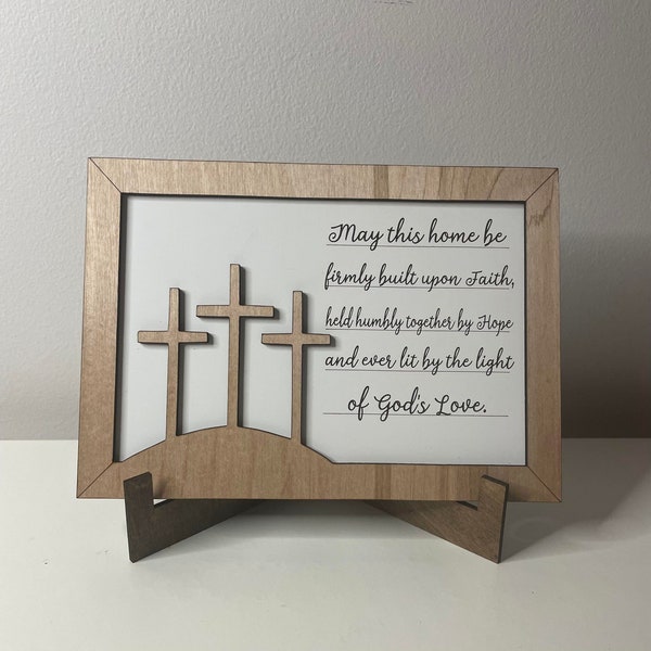 May this home be built on god's love, religious sign, family gift, new home gift, moving gift, personalized