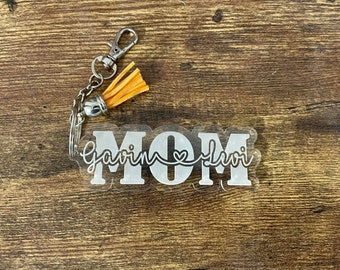 Personalisierte | Mama Schlüsselanhänger | Acryl Schlüsselanhänger | Personalisiertes Muttertagsgeschenk | Lasergeschnitten & graviert | Quaste | Geschenk für Mama
