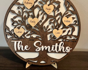 Our Family, family tree sign, Family Sign, Mothers Day gift, Birthday Gift, Grandma Gift, gift for mom, last name tree, personalized tree
