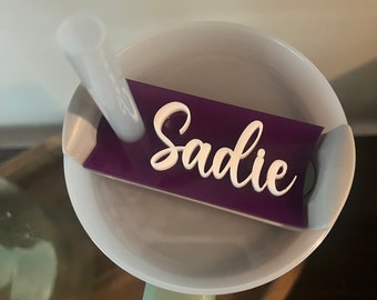 Tumbler Cup Name Tag | Personalized Name Plate | Custom Topper | Simple Custom Tag |H2.0