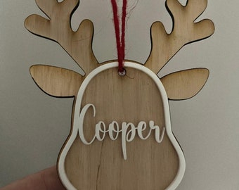Personalized Reindeer Name Ornament | Custom Name Ornament | Christmas Ornament | Holiday gift for tree