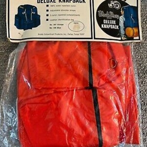 Vintage 60s or 70s Black Sheep orange deluxe knapsack / backpack in package