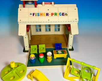 Vintage Fisher Price Little People YELLOW LOUNGE DECK CHAIR Pool Family House 