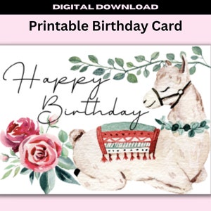 Llama Birthday Card Printable Greeting Card Instant - Etsy