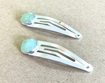 Green Aventurine Hair Clips, Gemstone Hair Clips, Minimalist Gemstone Hair Clip, Healing Crystal Gemstone Hair Clip, Natural Stone Hair Clip