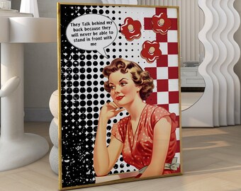 Sassy Quote Wall Art: Red Vintage Home Decor (Digital Download)