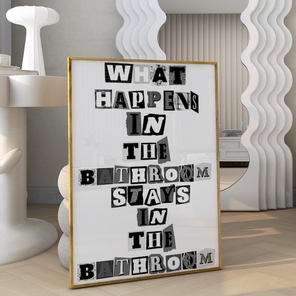 Funny Bathroom Wall Art Print: Quirky Black & White Decor (Digital Download)