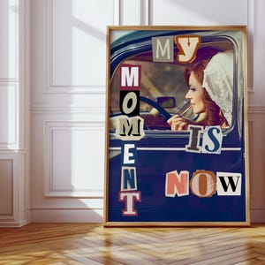 Arte de pared con estética retro para dormitorio universitario, para chica, con cita, impresión digital, letras recortadas, decoración vintage para apartamento