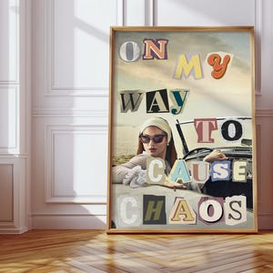 Arte de pared con estética divertida para dormitorio universitario, arte de pared para dormitorio, impresión digital con cita, impresión recortada con letras, decoración vintage divertida para apartamento
