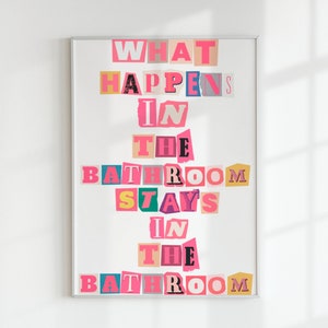 Trendy Preppy Bathroom Wall Decormaximalist Bathroom Print,funky Home Decorcolorful Wall ...