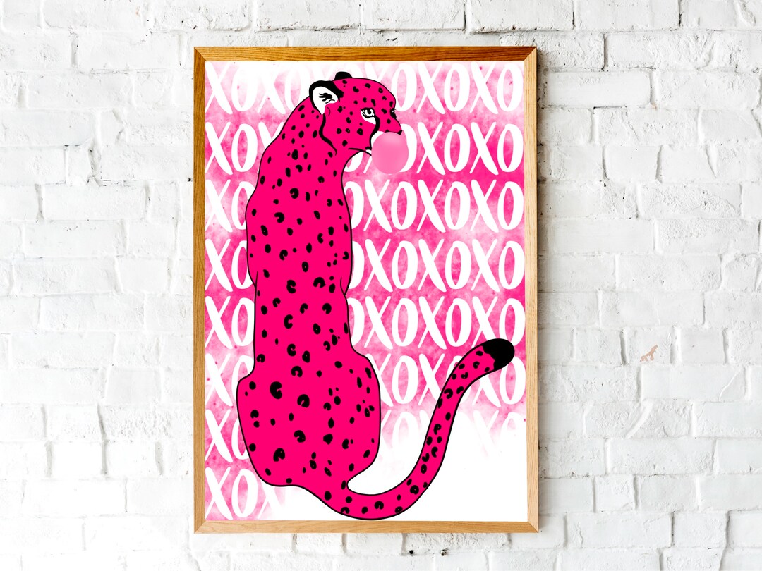 Pink Cheetah Preppy Printpreppy Room Decorpreppy Pink Room Etsy