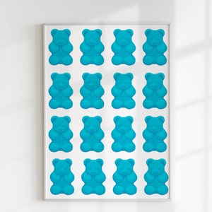 Gummy Bear Wall Decor Print|Trendy Dopamine Wall Art|Quirky Candy Themed Wall Print|Cute Kitchen Wall Print|Blue Decor Kitchen Poster