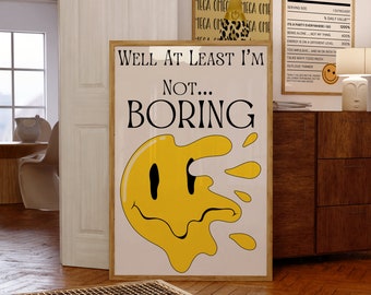 Humorous Drippy Smiley Face Print: Trendy Teen Room Decor (Digital Download)