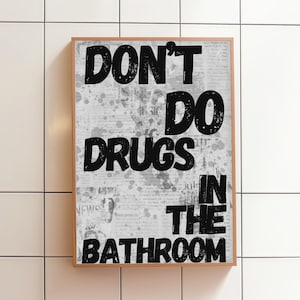 Funny Black And White Bathroom Wall Print|Quirky Bathroom Posters|Trendy Aesthetic Wall Prints|Funny Toilet Printable Poster Black Rest Room