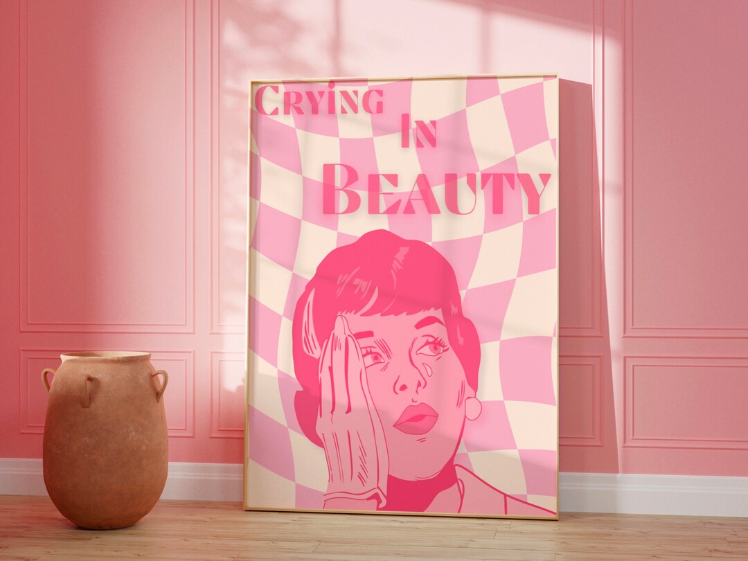 Pink Girly Retro Poster,surrealism Art,pink Dorm Room Decor Art,pink