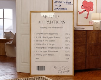 Positive Affirmation Wall Art: Minimalist Dorm Decor (Digital Download)