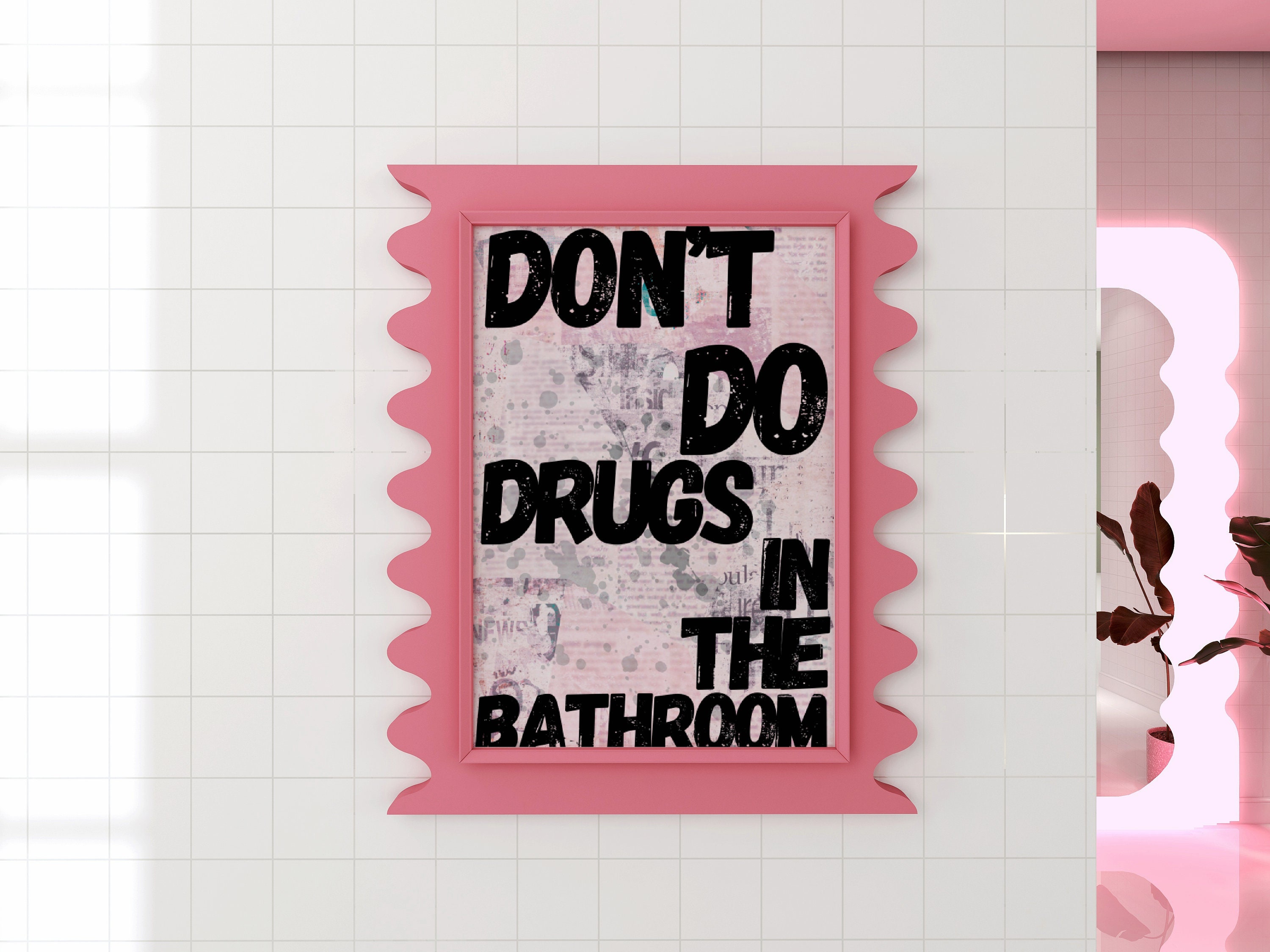 Girly Funny Aesthetic Y2k Bathroom Wall Printquirky Funky Pink ...
