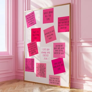 Pink Sticky Note Bible Verse Print: Christian Dorm Decor (Digital Download)