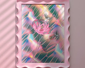 Y2K Aesthetic Flower Poster | Psychedelic Pink Room Decor (Digital Download)