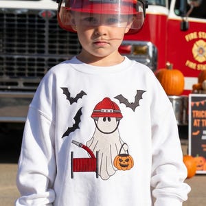 Brandmansspöke broderidesign, roligt Halloween-spöke för första hjälpen, brandmans läskig tröja, tygväska, direktnedladdning