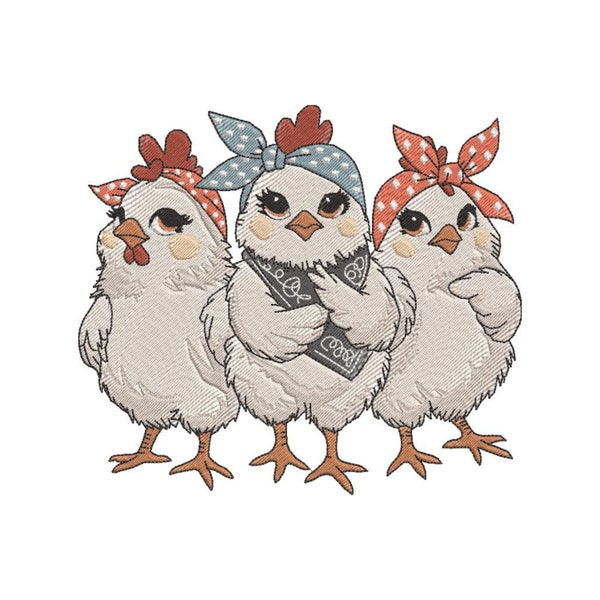 Chicken Farm Ladies Embroidery Design Easter Eggs Embroidery Design, Cute Easter Embroidery Design, trendy machine embroidery design